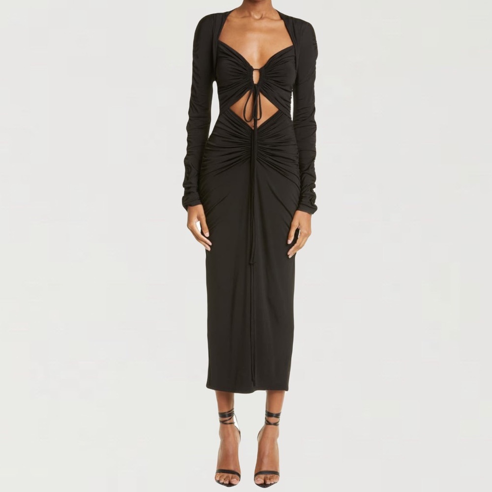 LAPOINTE Long Sleeve Cutout Ruched Jersey Dress (NWT)
